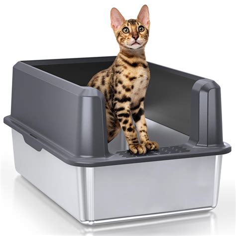 steel cat box|largest stainless steel litter box.